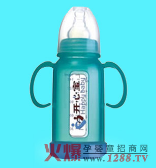 開心寶綠色玻璃奶瓶