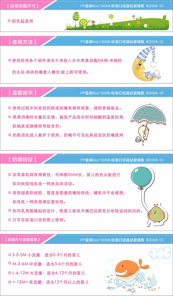 寶德標準玻璃奶瓶180ml粉