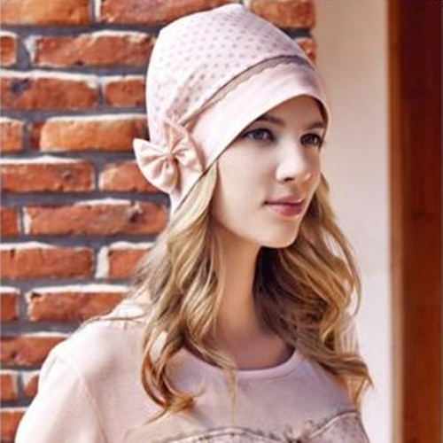 EQMUMBABY韓版圓點蝴蝶結(jié)防頭風(fēng)孕婦帽