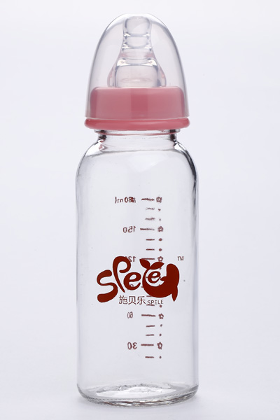 施貝樂粉色直身奶瓶180mlLBZ08