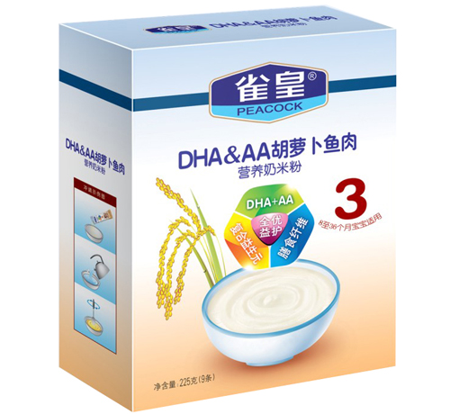 雀皇225g胡蘿卜魚(yú)肉營(yíng)養(yǎng)奶米粉(3段)