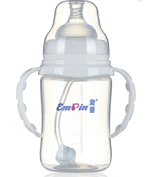 皇嬰寬口PP調(diào)弧自動(dòng)小奶瓶240ml白色