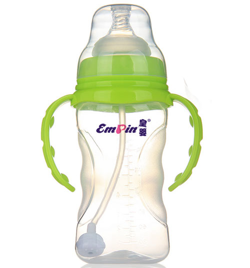 皇嬰寬口PP適指自動大奶瓶240ml綠色