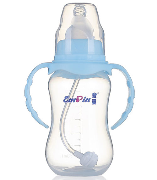 皇嬰標(biāo)口PP圓弧自動(dòng)小奶瓶180ml藍(lán)色