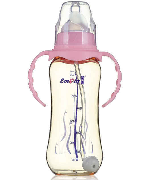 皇嬰PPSU標(biāo)口圓弧自動奶瓶270ml粉色