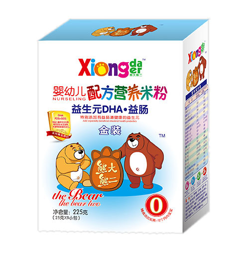 熊大熊二益生元DHA益腸嬰幼兒營(yíng)養(yǎng)米粉