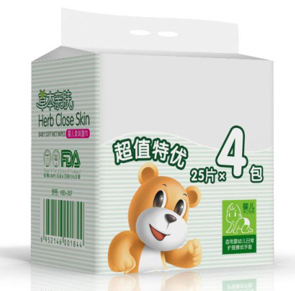 酷貝舒嬰兒手口專(zhuān)用濕巾25片4包