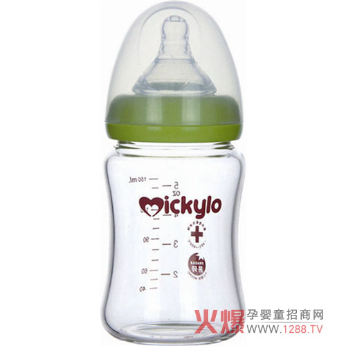 米奇樂(lè)晶鉆玻璃寬口奶瓶