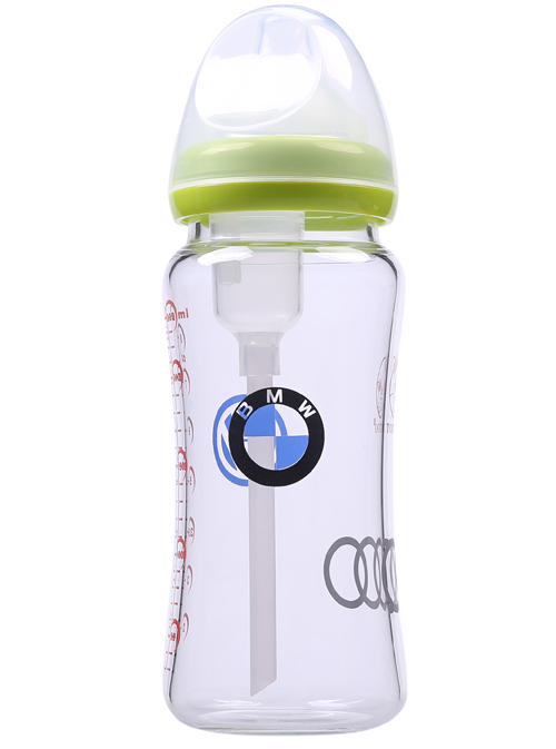 淘氣兔車(chē)標(biāo)防脹氣玻璃奶瓶綠色