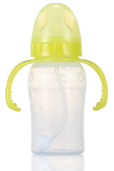 媽媽易300毫升全自動(dòng)雙柄寬口硅膠奶瓶(pp包裝)黃色