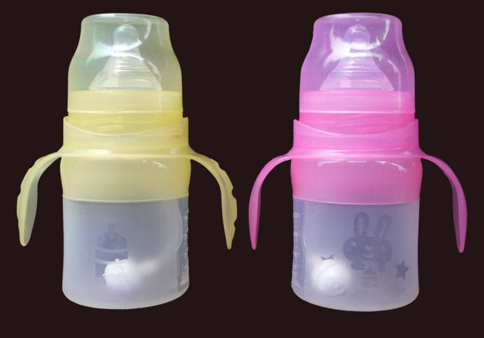 貝樂(lè)寬口硅膠帶柄奶瓶120ml