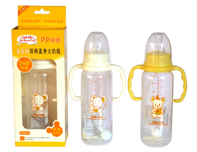 嬰健PP8安自動(dòng)雙柄大直身奶瓶