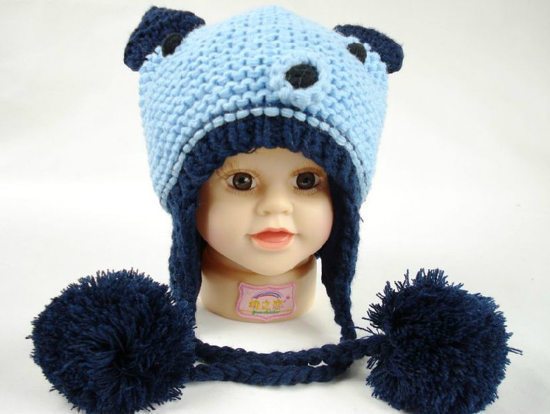 幼之戀卡通小熊兒童帽藍(lán)色