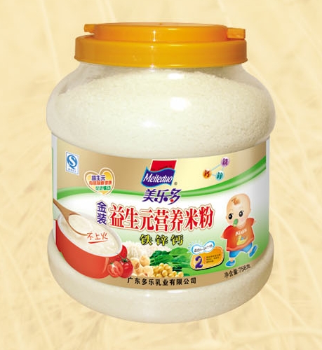 美多樂罐裝鐵鋅鈣益生元營養(yǎng)米粉2段