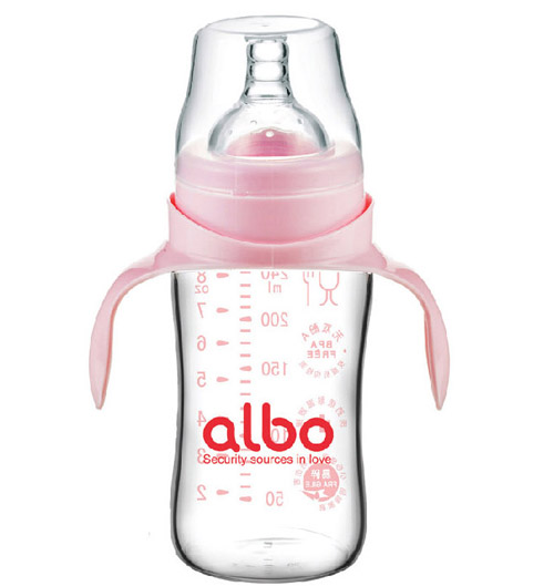 愛樂寶寬口晶鉆玻璃奶瓶150ml粉色