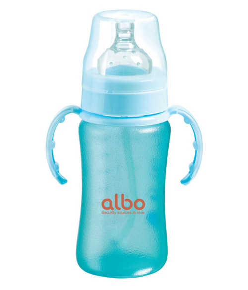 愛樂寶新型感溫硅膠玻璃奶瓶220m藍(lán)色