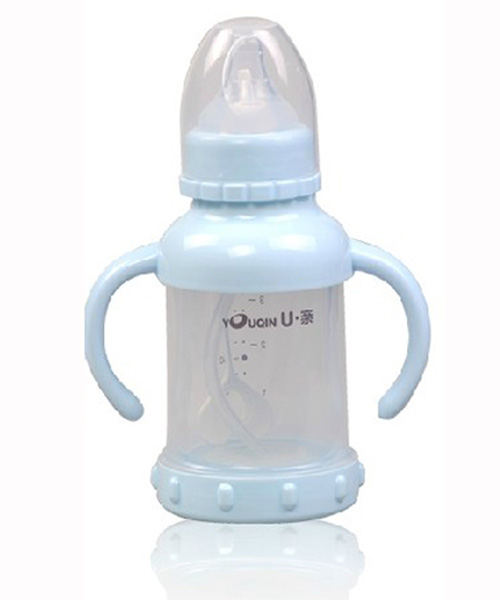 U親A301防脹氣帶柄雙層防爆玻璃自動奶瓶