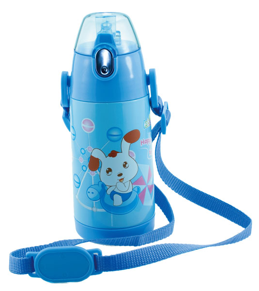 樂蓓藍色背帶卡通可愛保溫杯