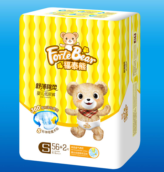 福泰熊舒薄棉柔嬰兒紙尿褲S碼56+2片
