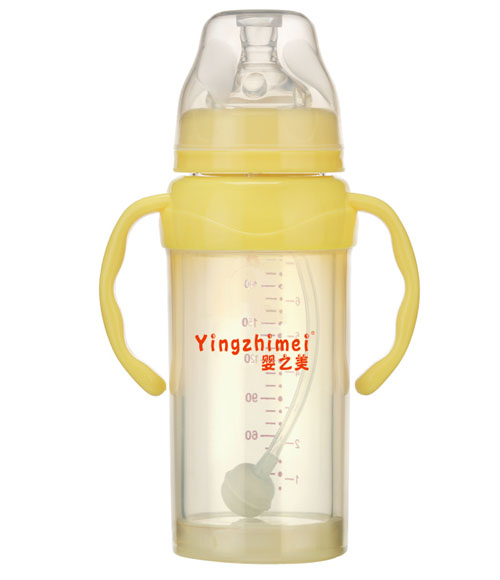 嬰之美寬口防爆雙耳自動玻璃奶瓶240ML