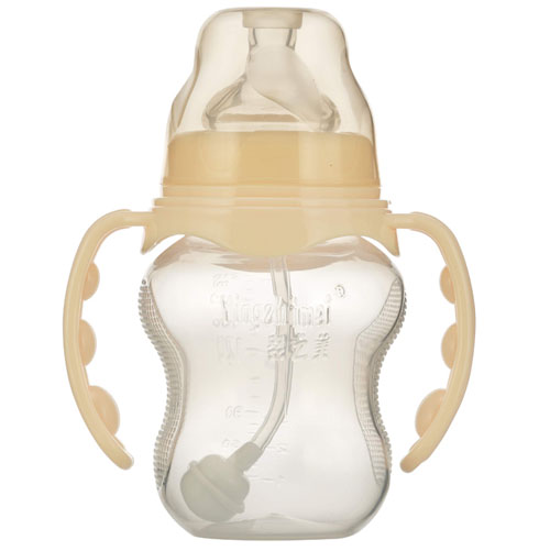 嬰之美寬口雙耳自動葫蘆PP奶瓶210ML乳白色