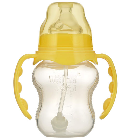 嬰之美寬口雙耳自動(dòng)葫蘆PP奶瓶210ML黃色
