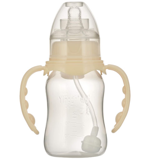 嬰之美標口雙耳自動圓弧PP奶瓶120ML乳白色