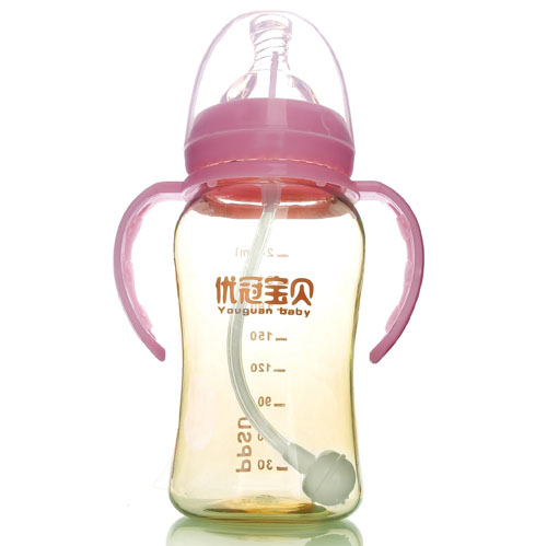 優(yōu)冠寶貝PPSU寬口帶柄自動(dòng)奶瓶240ml紅色