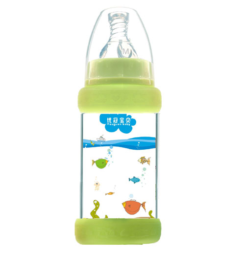 優(yōu)冠寶貝防護(hù)玻璃奶瓶120ml綠色