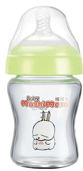 矇矇兔綠色寬口晶鉆玻璃奶瓶180ml