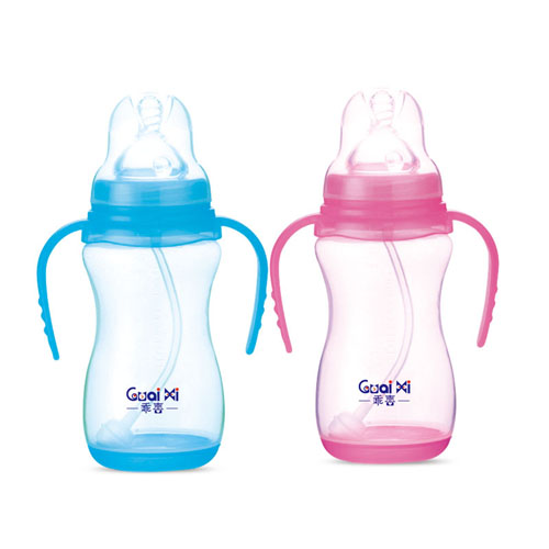 寬口PP帶底座弧形感溫自動(dòng)奶瓶330ML G0067