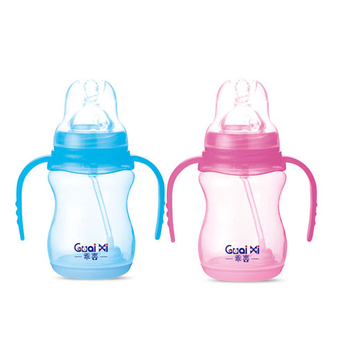 寬口PP帶底座弧形感溫自動(dòng)奶瓶240ML G0066