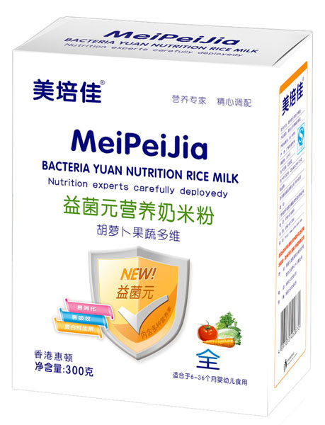美培佳胡蘿卜果蔬多維益菌元營(yíng)養(yǎng)奶米粉盒裝
