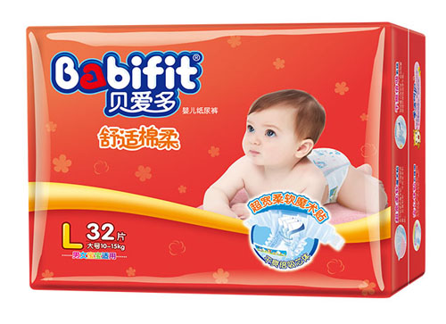 貝愛(ài)多舒適棉柔紙尿褲L碼32片大包裝
