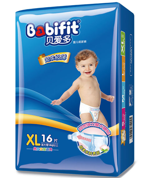 貝愛(ài)多超柔極薄紙尿褲XL碼16片中包裝