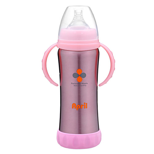 愛(ài)普麗不銹鋼保溫奶瓶210ml粉色