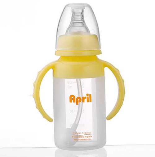愛普麗標口液態(tài)硅膠奶瓶120ml黃色