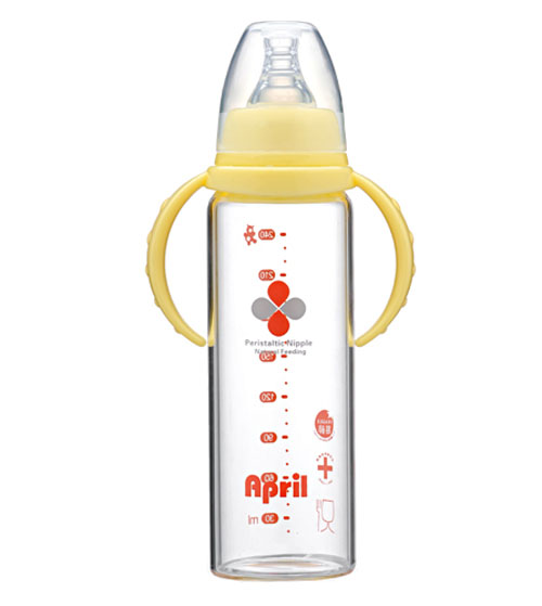 愛普麗鉑金標(biāo)口玻璃奶瓶240ml黃色