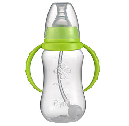 愛普麗標(biāo)口弧形PP奶瓶120ml綠色