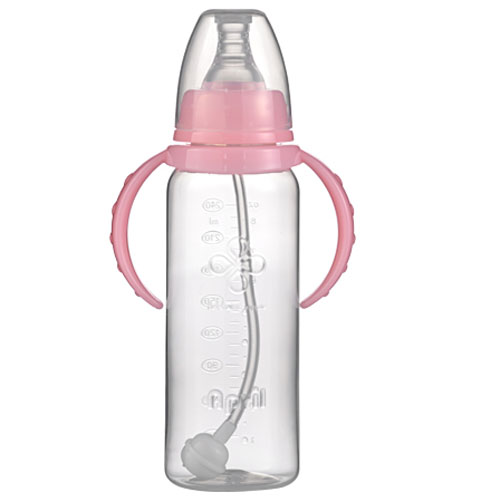 愛(ài)普麗標(biāo)口直身PP奶瓶240ml粉色