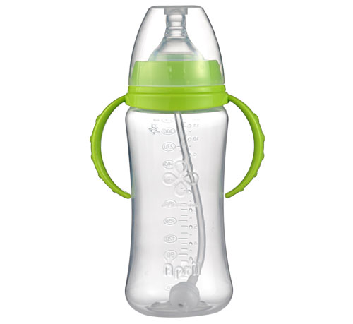 愛普麗寬口弧形PP奶瓶280ml綠色