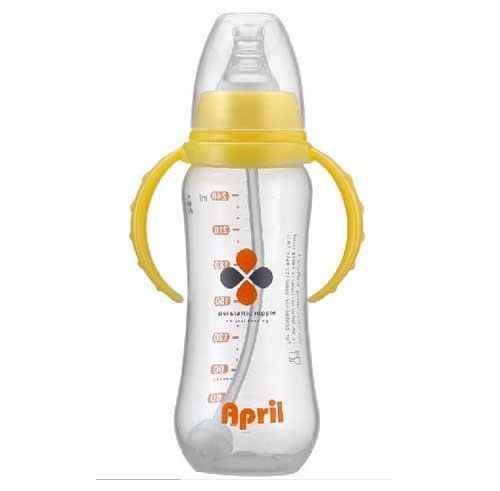 愛普麗標(biāo)口弧形奶瓶240ml黃色
