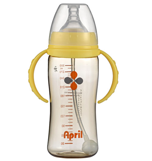 愛(ài)普麗PPSU寬口弧形奶瓶300ml黃色