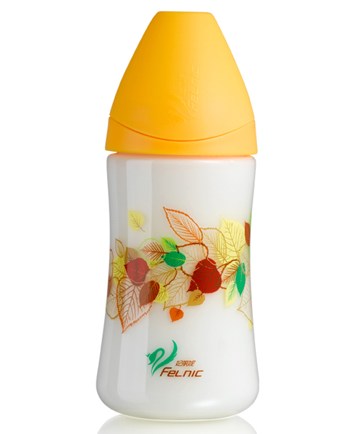 妃麗妮寬口徑時尚PP奶瓶黃色