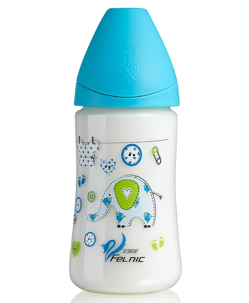 妃麗妮寬口徑時(shí)尚PP奶瓶藍(lán)色