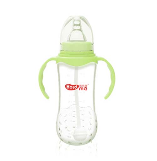 抱抱我標(biāo)口徑300ml草莓形帶柄自動(dòng)PP奶瓶