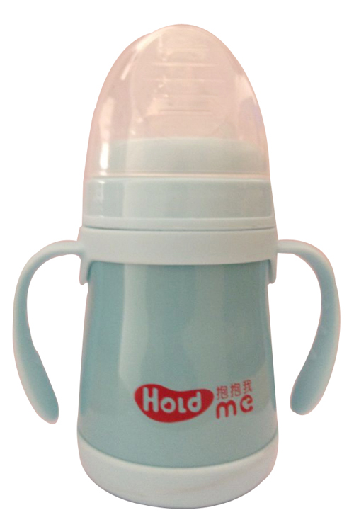 抱抱我寬口徑160ml帶柄自動不繡鋼保溫奶瓶