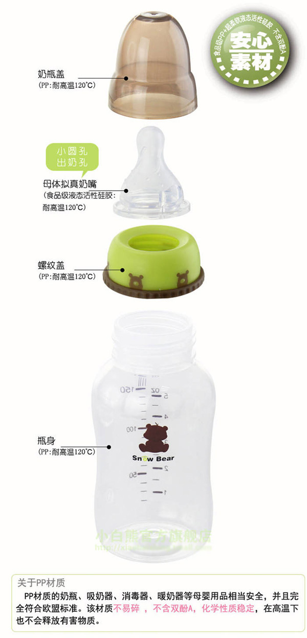 口感擬真標準口PP奶瓶細節(jié)描述