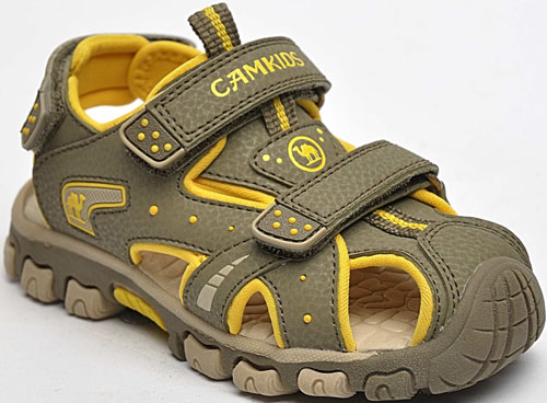 駱駝兒童框子鞋帶有黃色