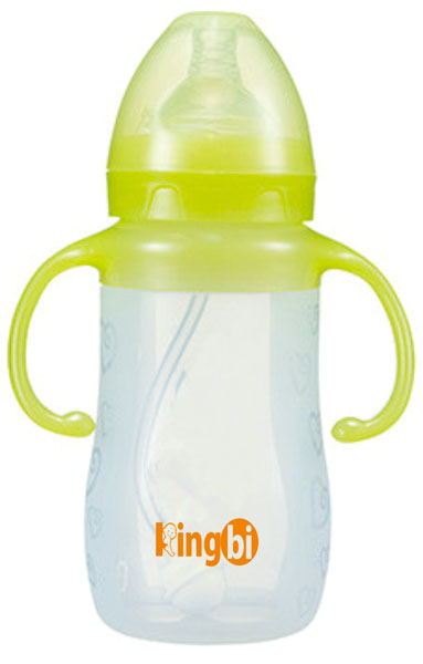 健貝黃色嬰兒硅膠奶瓶240ml